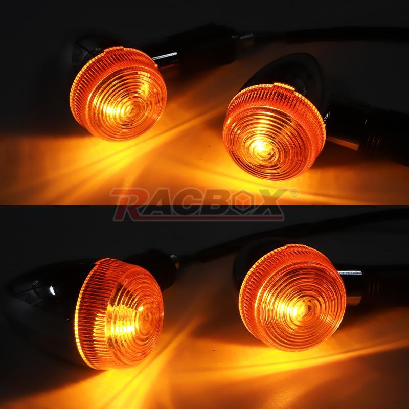 2X Bullet Amber Chrome Front Rear Turn Signal Blinker Indicator Light Motorcycle