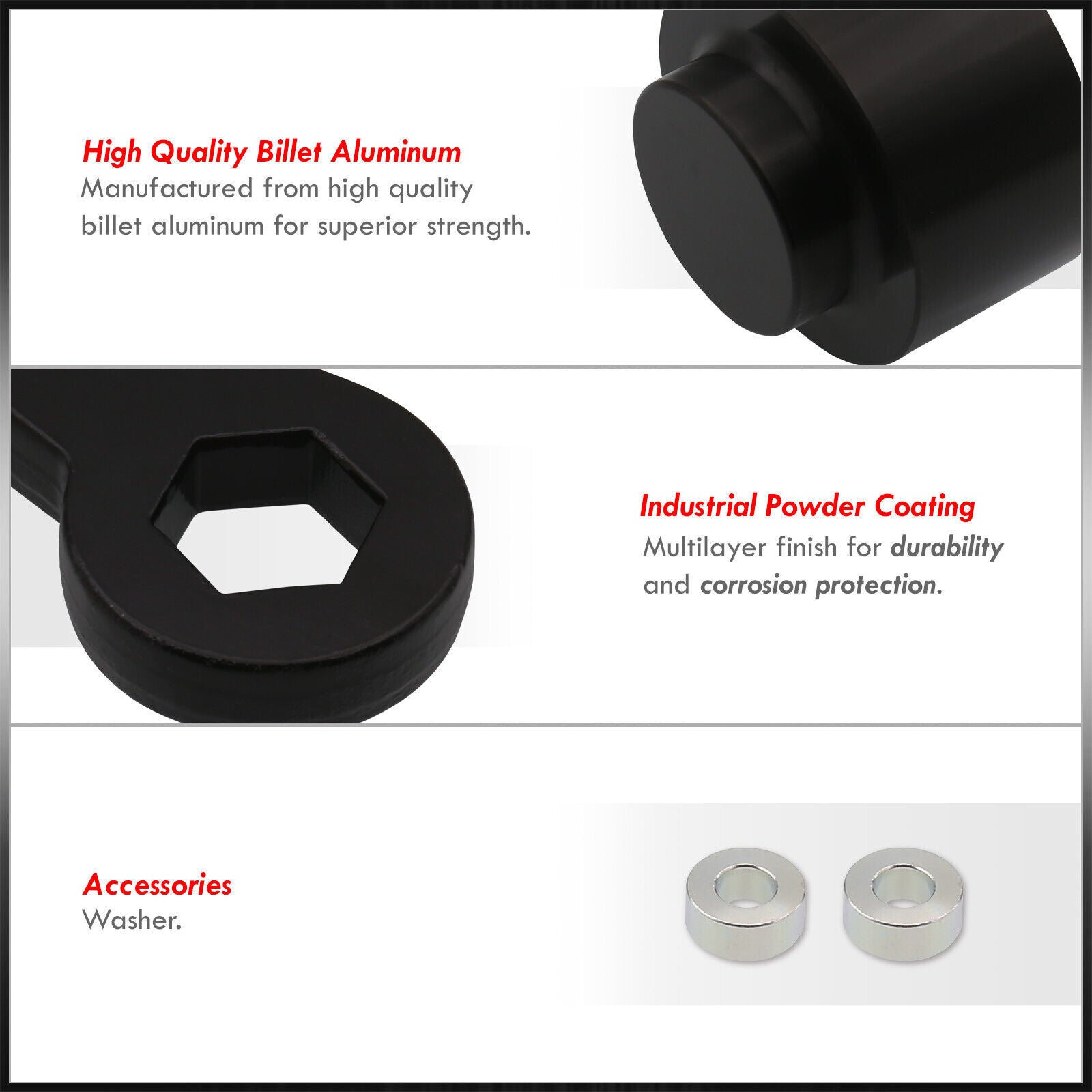 3 Front 2 Rear Black Leveling Lift Kit Shock Extender for 2003-2010 for Hummer H2