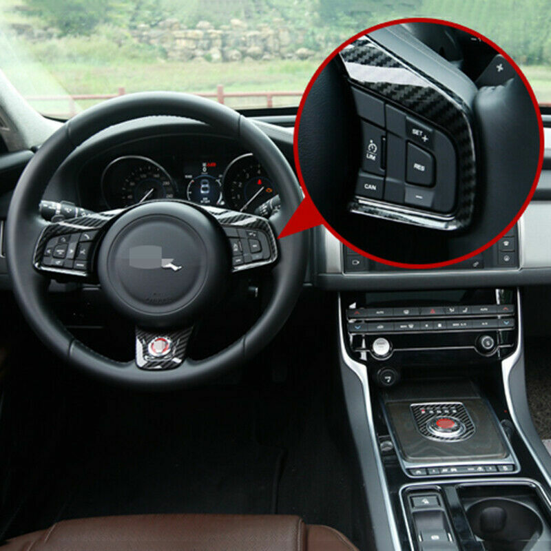 2X for Jaguar F-PACE 2016-2020 Carbon Fiber Interior Steering Wheel Trim Cover