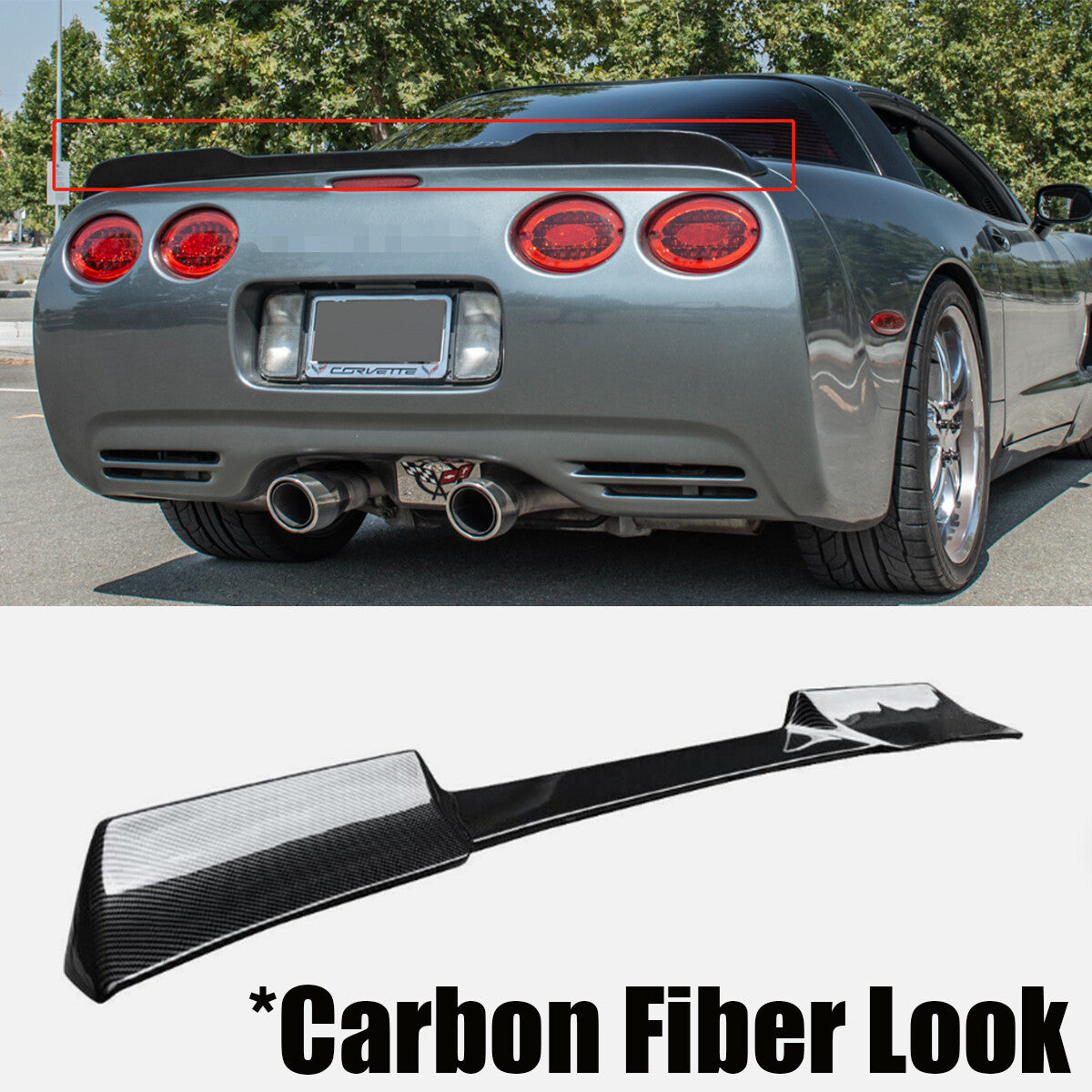 Rear Trunk Wing Spoiler Extended Style Fit 97-04 for Corvette C5 ZR1 Carbon Fiber