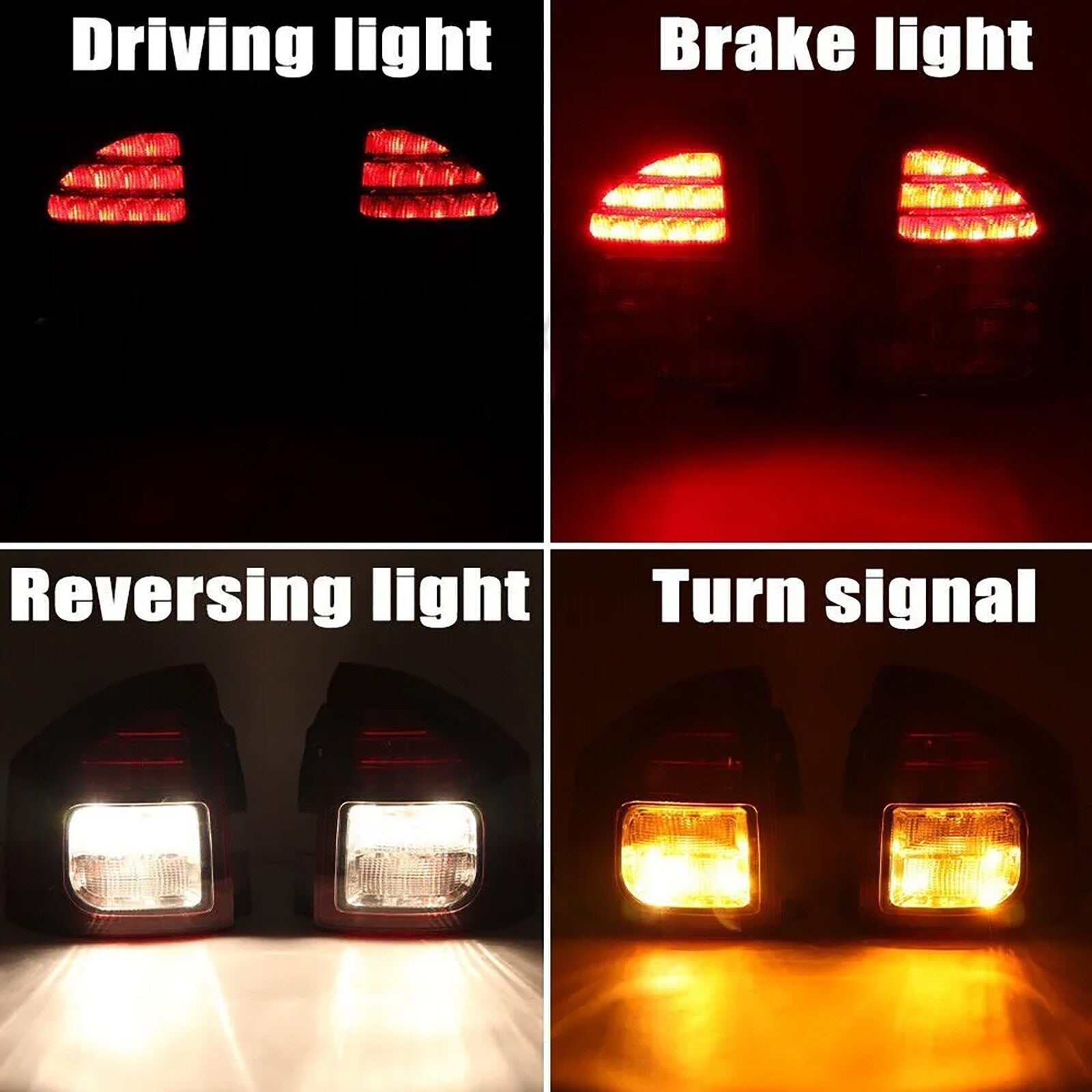 A pair of left and right LED taillights with brake lights for Jeep Compass 2014, 2015, 2016, 2017