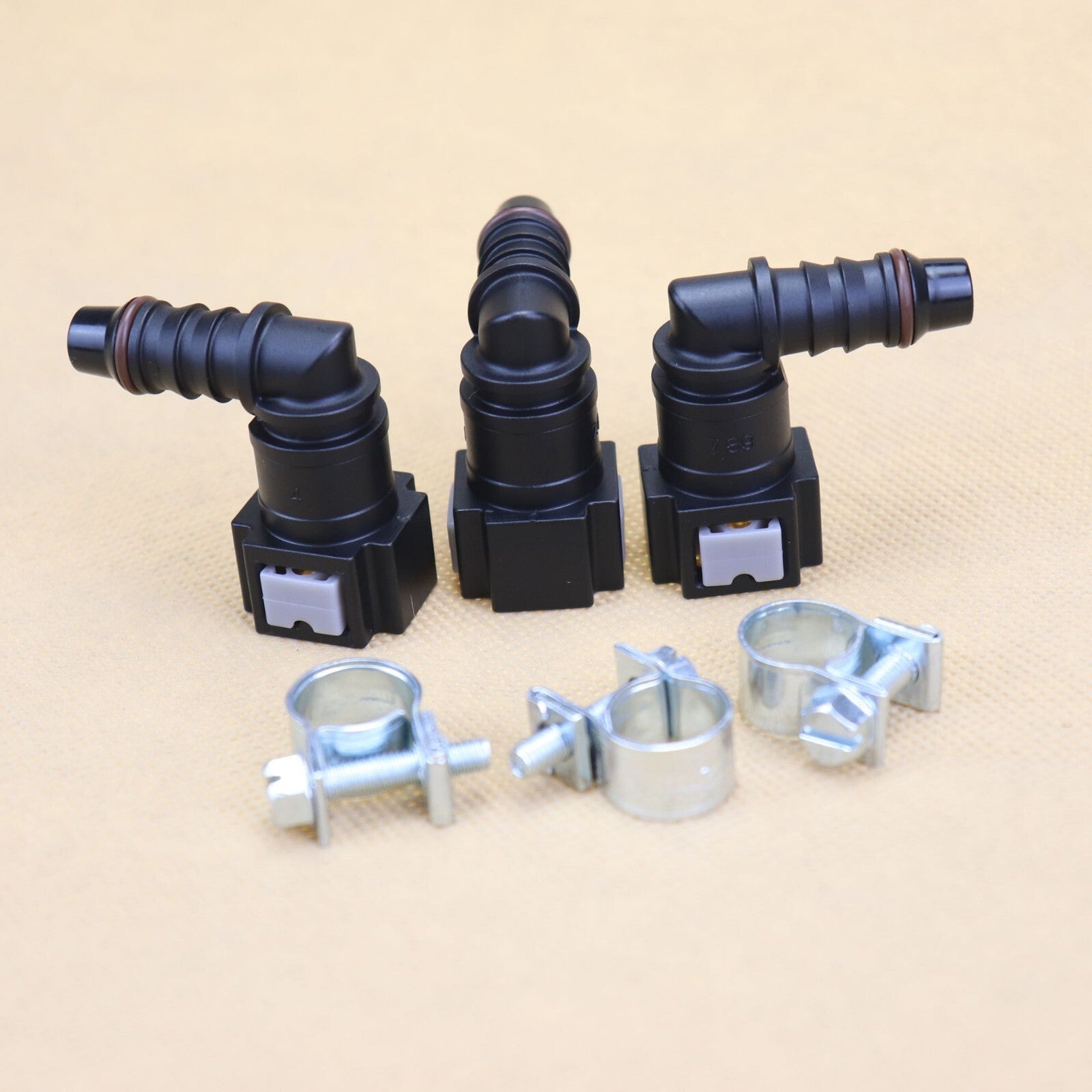3PCS 90 Deg Elbow SAE 7.89 Fuel Line Quick Release Connector Nylon Hose ID 5/16¡±