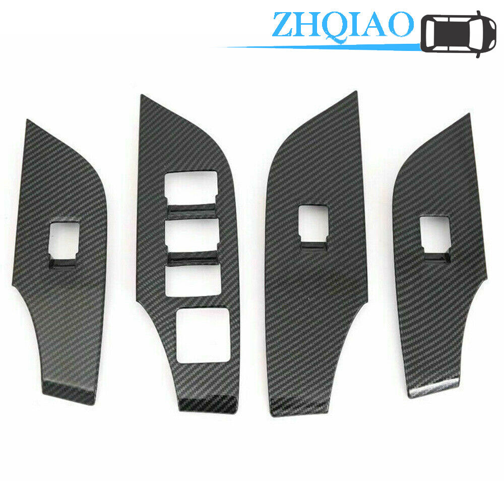4pcs Carbon Fiber Door Armrest Cover Trim Accessories Fits for Toyota RAV4 2019-2020