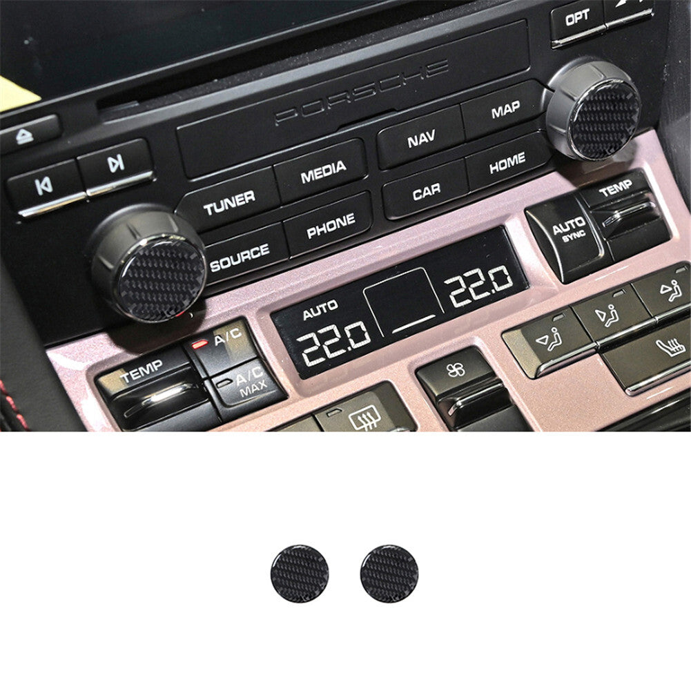 2x carbon fiber medium multimedia button trim for Porsche 718 2016-2022