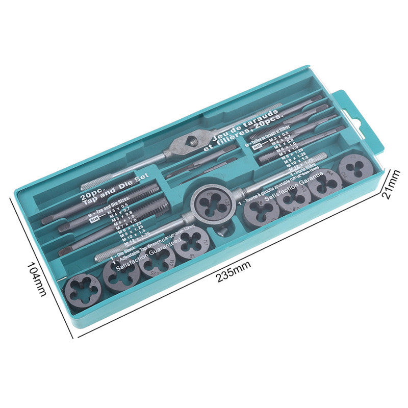 Car Screw Thread Repair Plastic Case 20x Tap And Die Set Hand Wrench Metric Tool