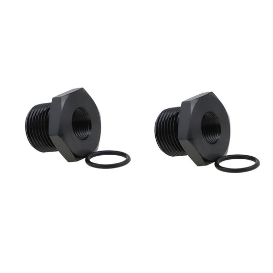 2-Pack 1/2-28 to 13/16-16 Automotive Threaded Oil Filter Adapter Black Aluminum