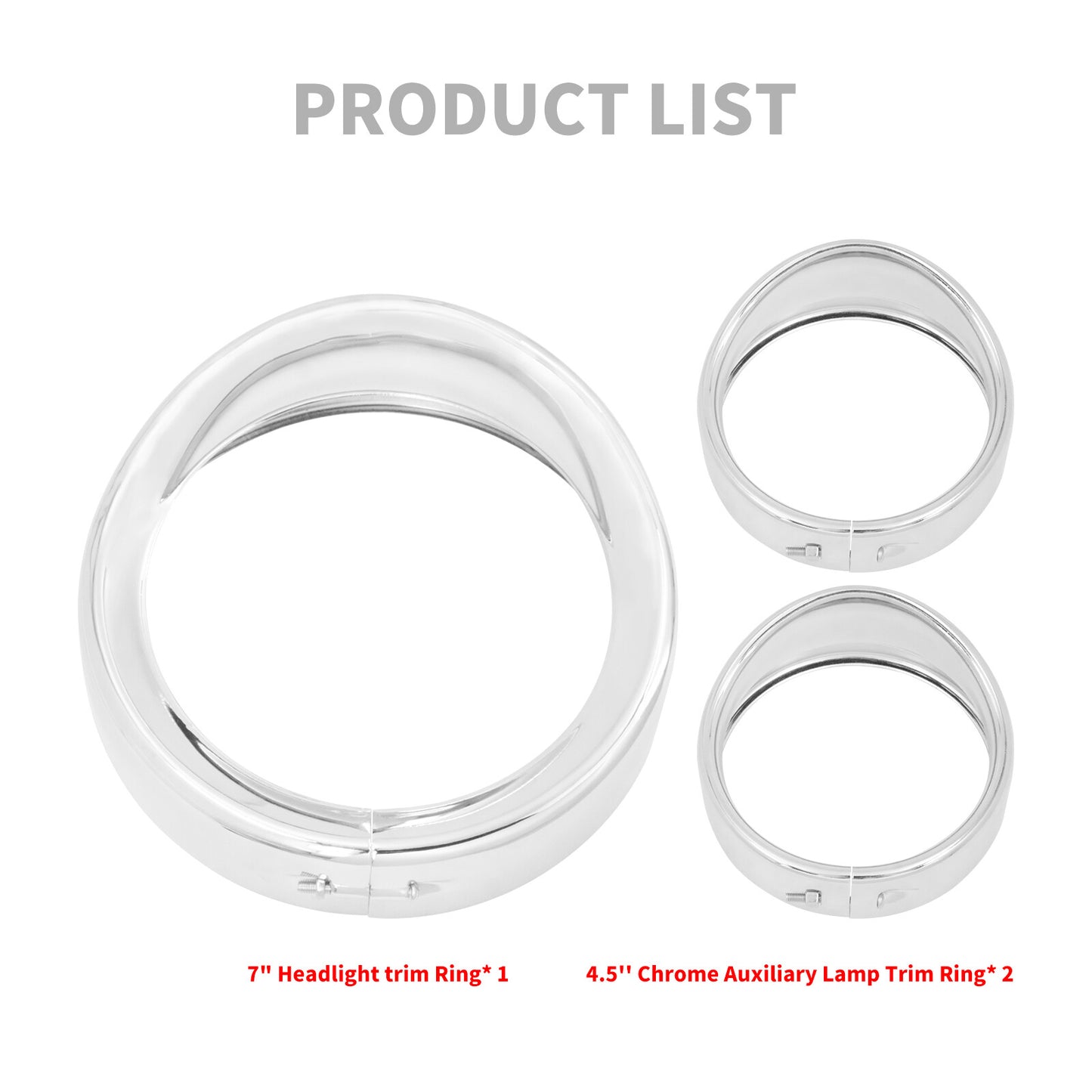 7 Headlight Trim 4.5Auxiliary Passing Light Visor Trim Ring for Harley Touring