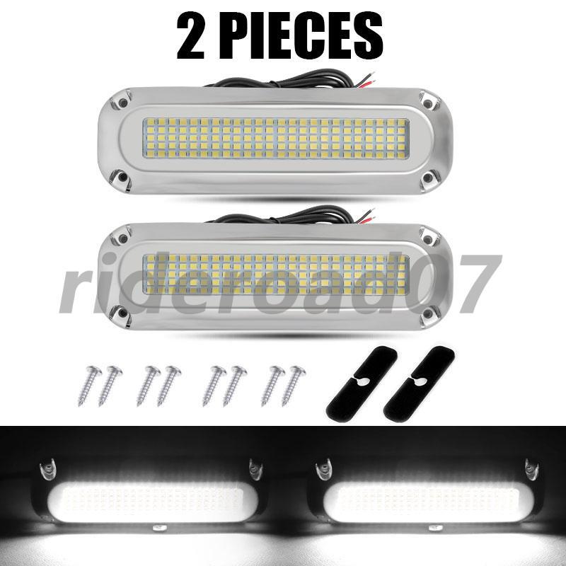 2pcs Oval Stop Turn Tail Brake Lights White for RV Trailer Truck Car Waterproof
