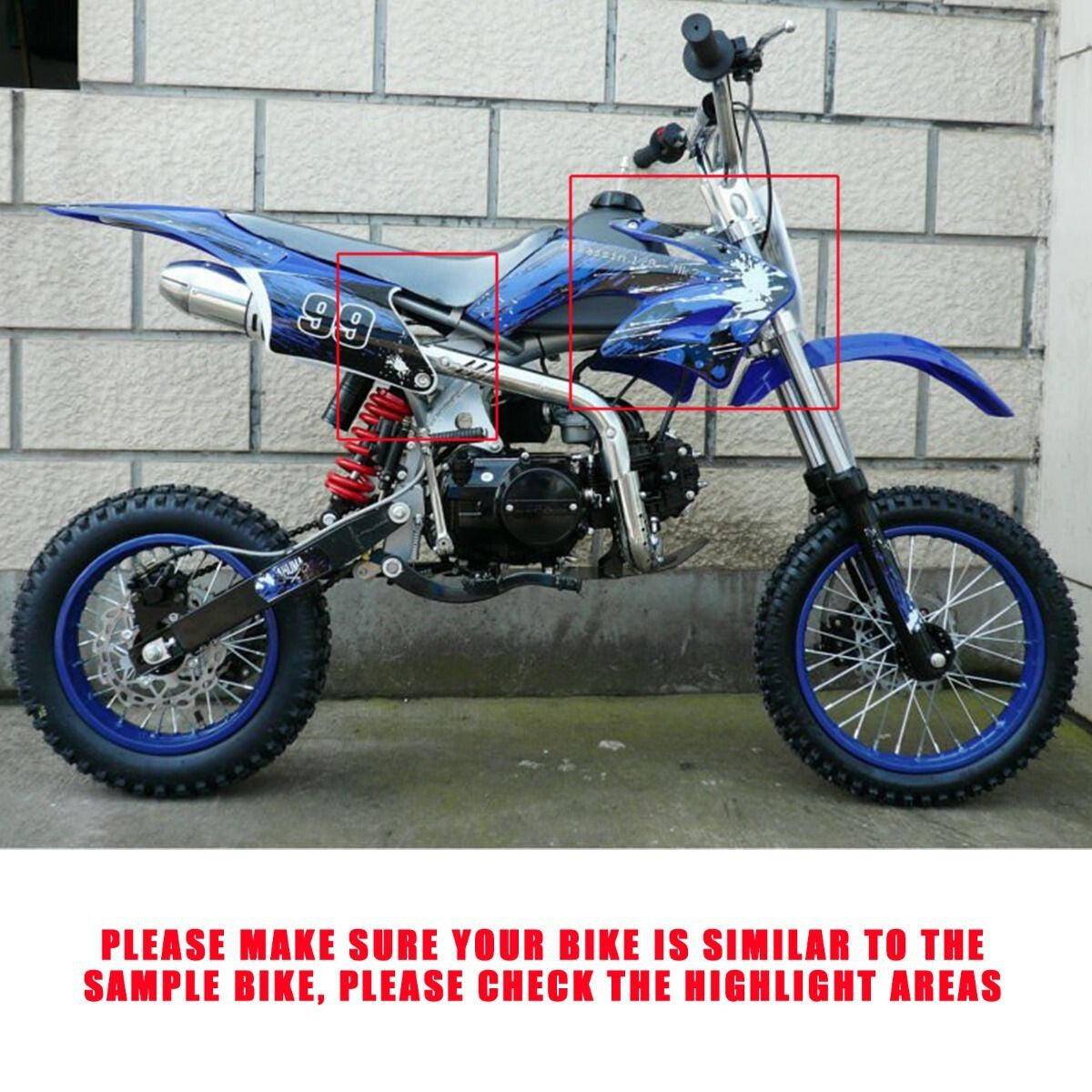 Plastic fender aerodynamic kit for Apollo Orion 125cc, 150cc, and 140cc Dirt Pit bicycles.