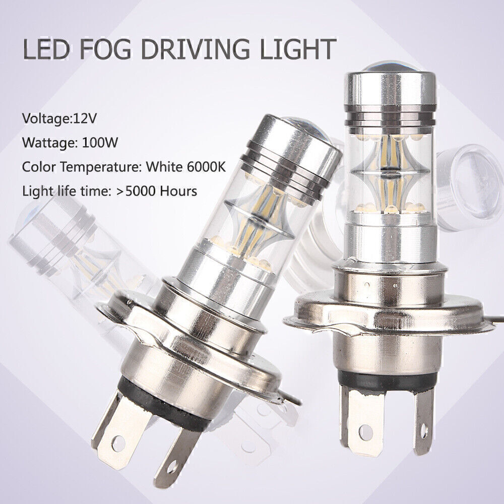2x H4 Auto LED Fog Driving Light Bulbs 1800LM 100W High Power Bright Lamp Kit