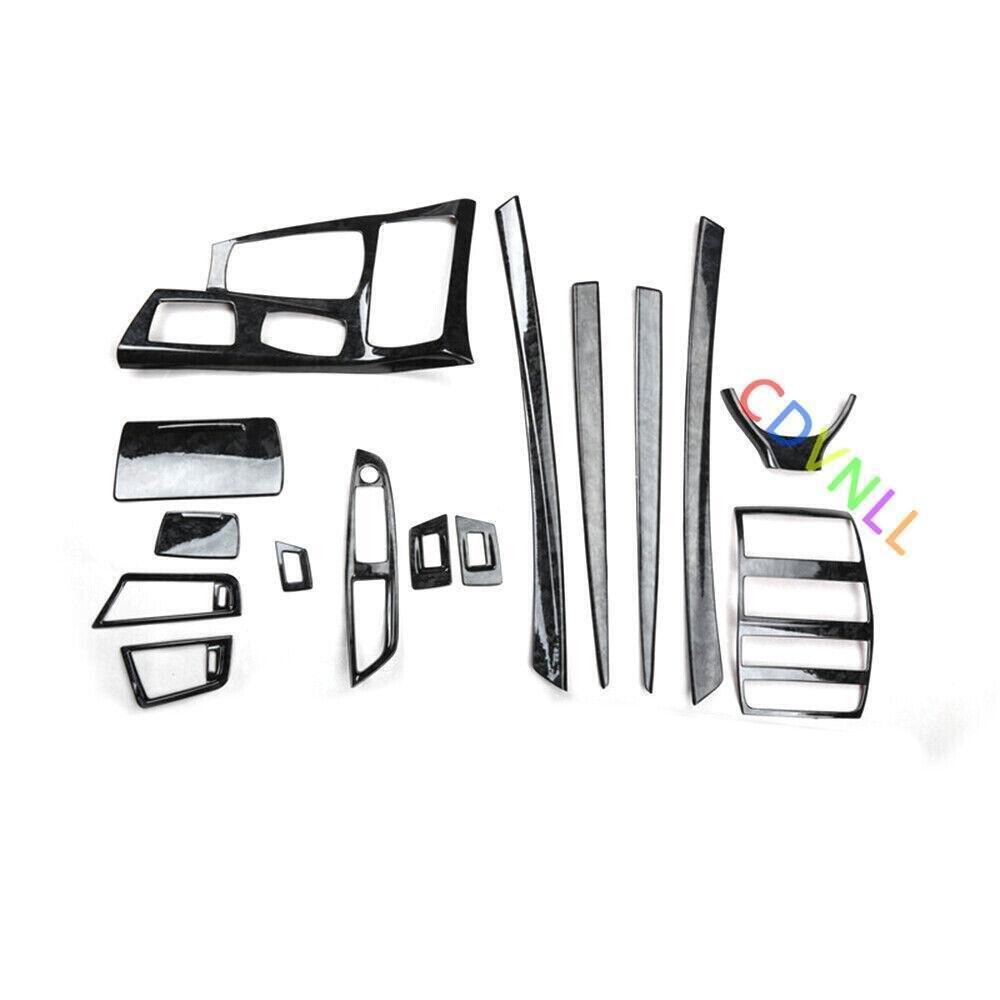 for BMW 5 Series 2011-16 Black Wood Grain Interior Full Moulding Decor Cover Kit
