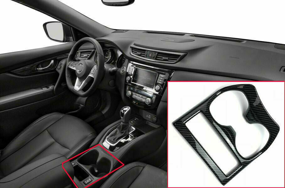 for Nissan Rogue 2014-2020 ABS Carbon Fiber Front Cup Holder Frame Cover Trim