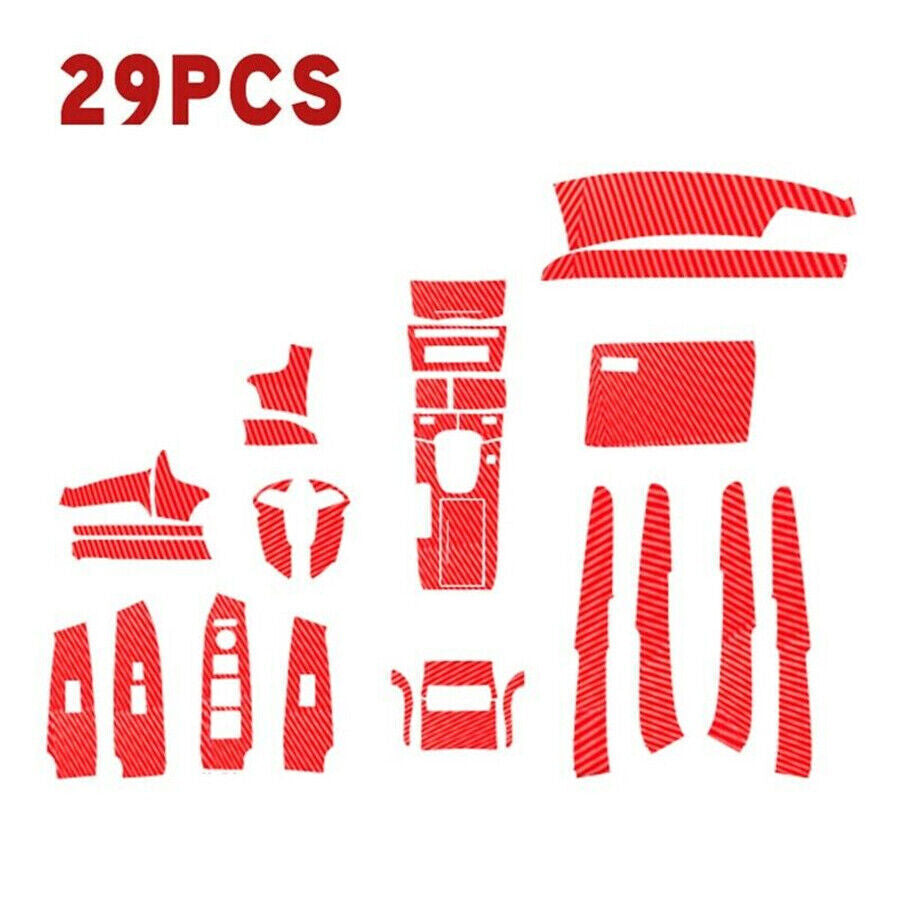 29x Car Interior Kit Cover Trim Carbon Fiber Look Red for Honda for Accord 2008-2012