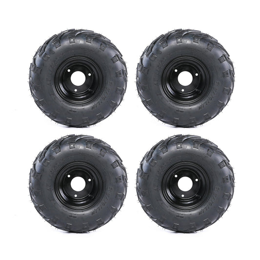 4-Piece Set of 6-inch All-Terrain Vehicle Wheels 145/70-6 (145x70-6 Tires, Rim) for Go-Karts, for Mini Bikes, and Lawn Mowers