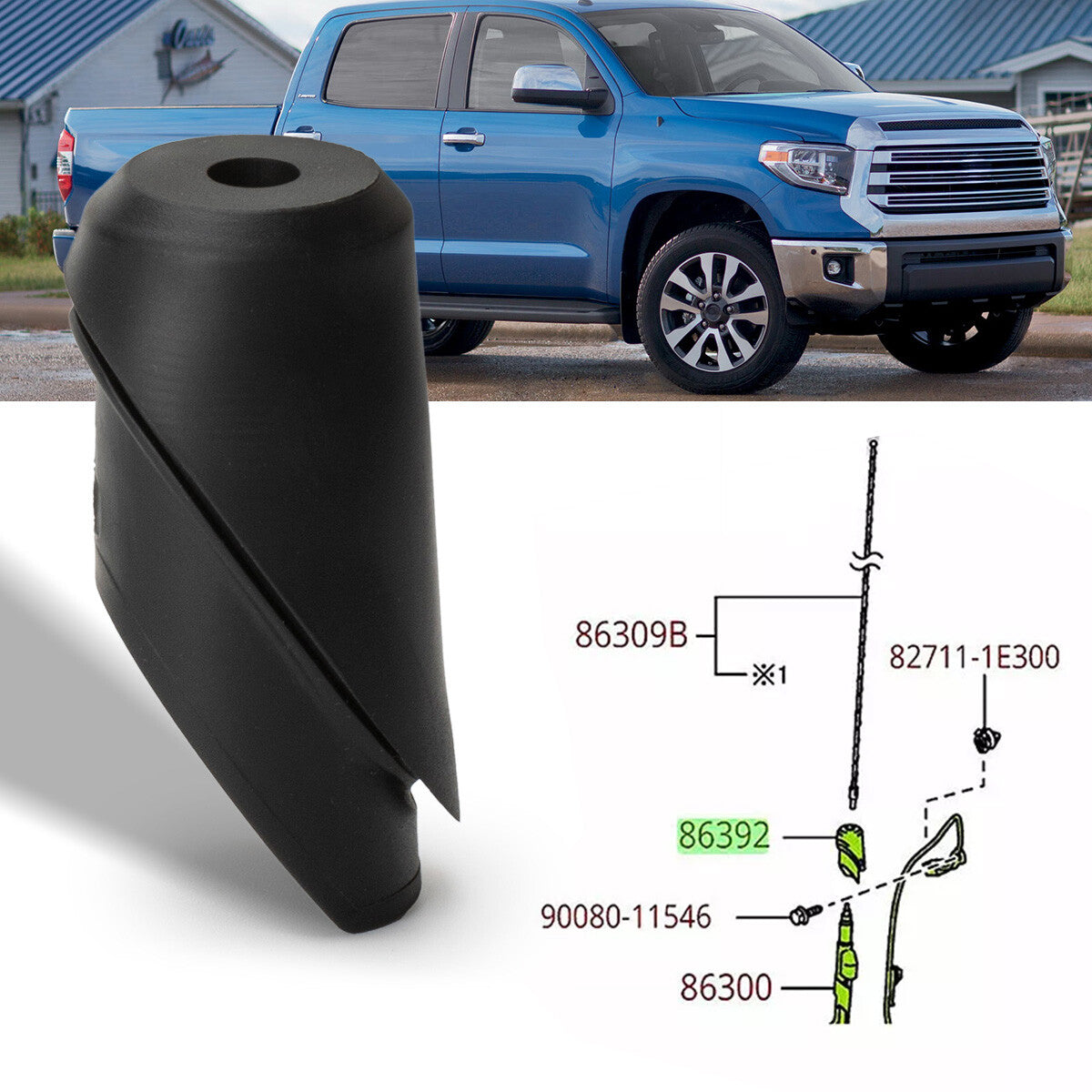Antenna Base Mount Radio Antenna Ornament 86392-0C030 for Toyota Tundra 2014-20