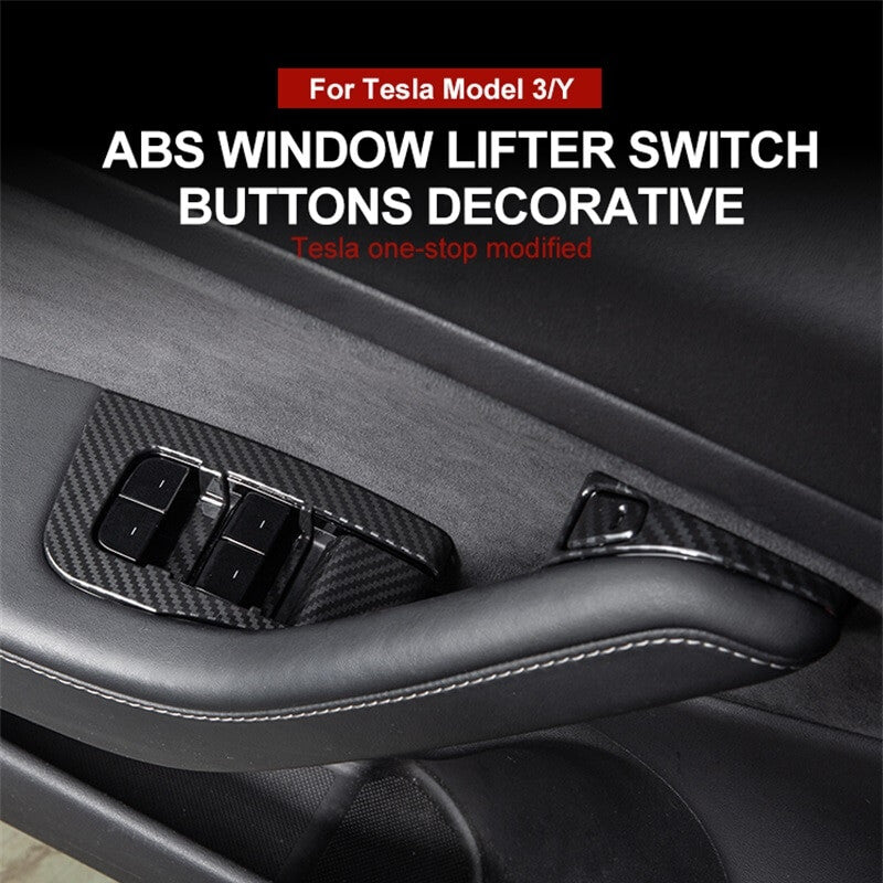 14x for Tesla Model 3/Y 2017-20 Carbon Fiber Car Window Lift Switch Button Cover