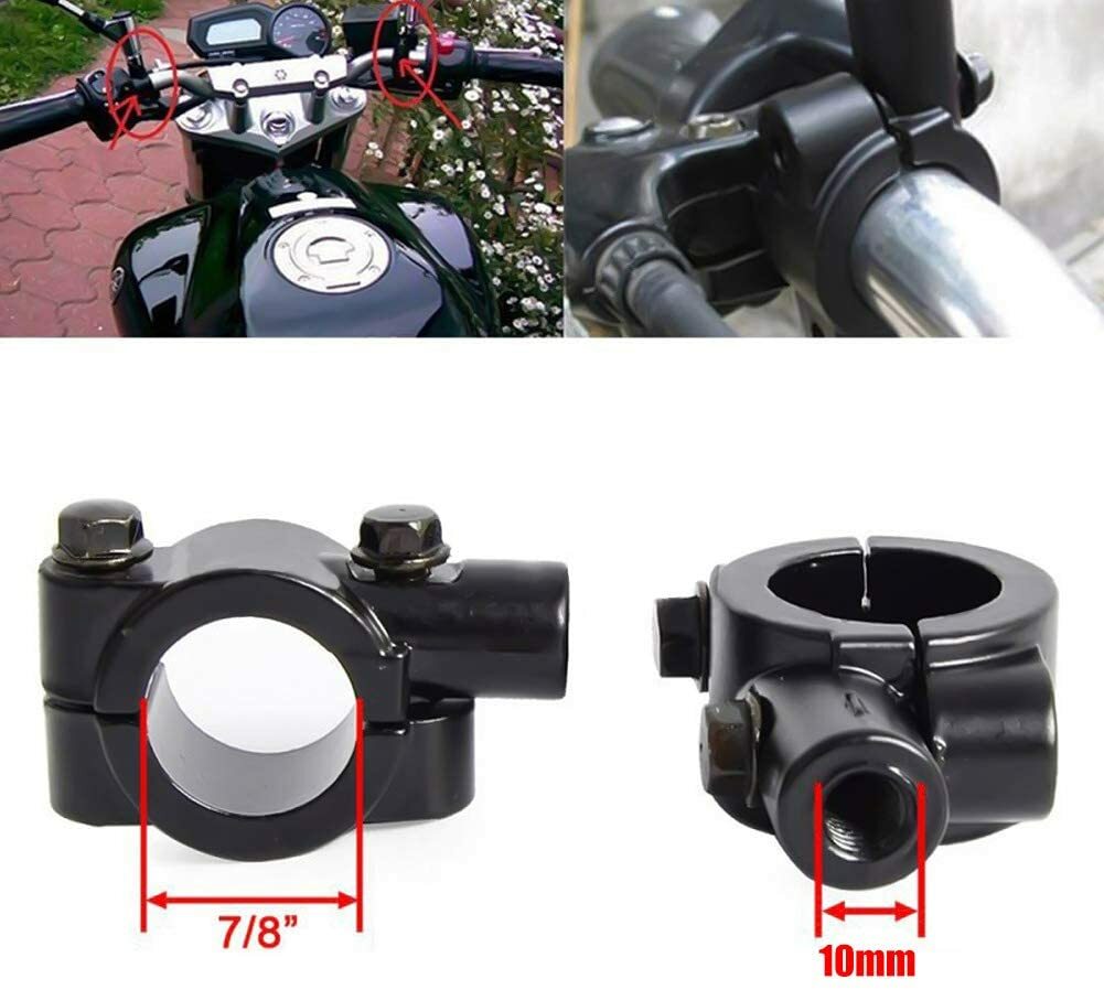 Universal Motorcycle Handlebar Mirror Mount 10mm 7/8 Aluminum Clamp