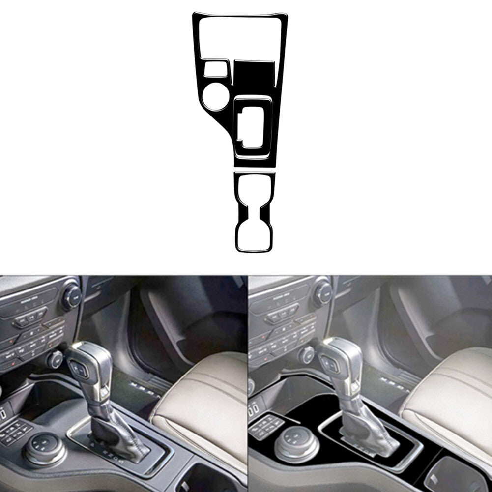 Glossy Black Gear Shift & Cup Holder Panel Cover Trim for Ford Ranger 2019-2022