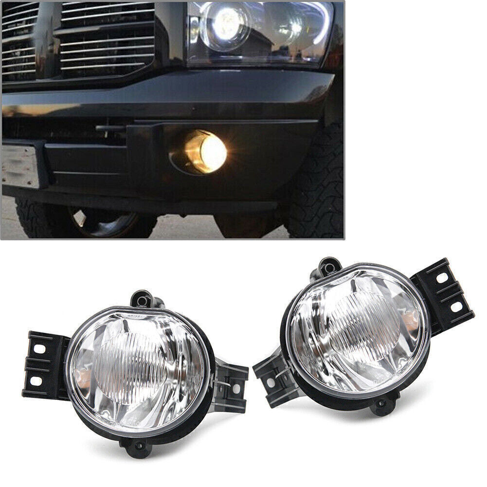 Pair Front Fog Light Lamps LH+RH Clear Lens for Dodge for Ram 1500 2500 3500 2002-08
