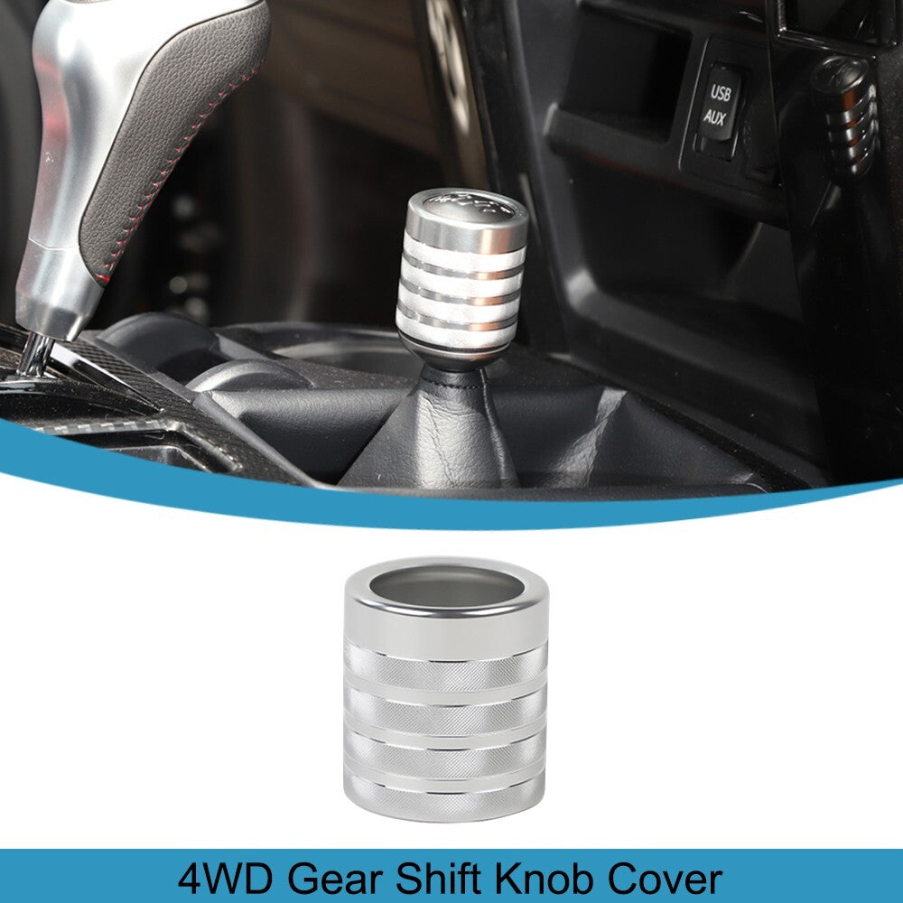 Silver 4WD Gear Shift Knob Cover Trim Handbrake Lever Cap for 4Runner TRD 2010+