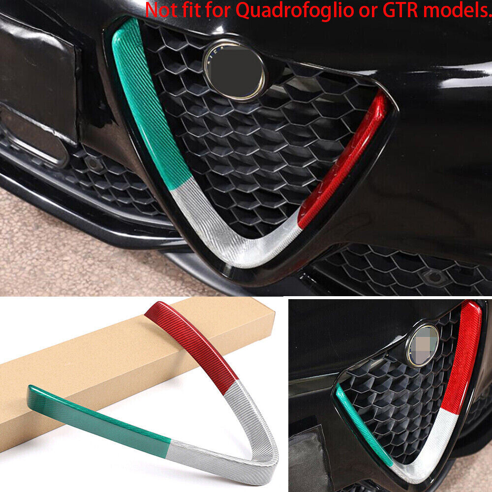 3Color Carbon Fiber Front V Shape Grille Trim Fit for Alfa Romeo for Stelvio 2017-22