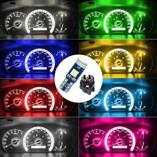 10-pack T5 LED lights 3030-3SMD car dashboard high-profile bulbs with twist lock sockets