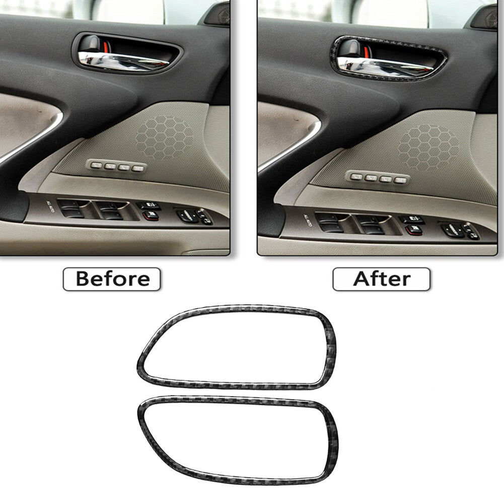 2Pcs Carbon Fiber Front Door Handle Cover Trim for Lexus IS250 300 350 2006-2012