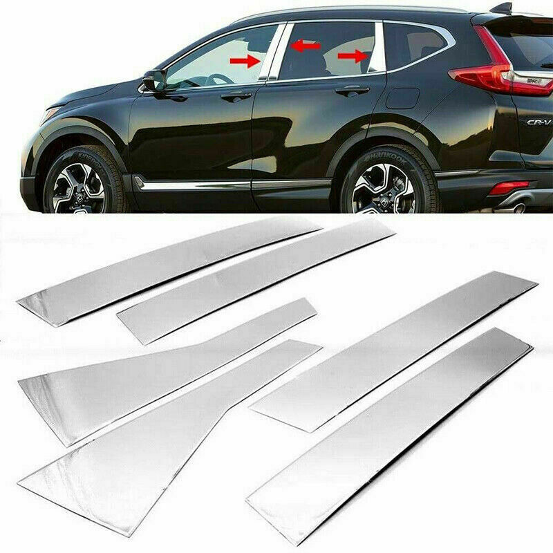 6P for Honda CRV CR-V 2017-2022 Chrome Window BC Pillar Posts Trim Door Cover
