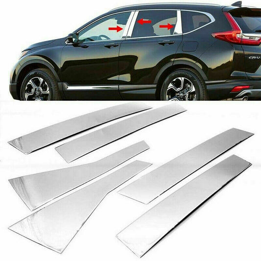 6P for Honda CRV CR-V 2017-2022 Chrome Window BC Pillar Posts Trim Door Cover