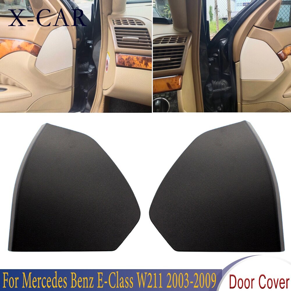 Pair Front Door Plastic Cover Trim Shell Black for Benz E-Class W211 2003-2009