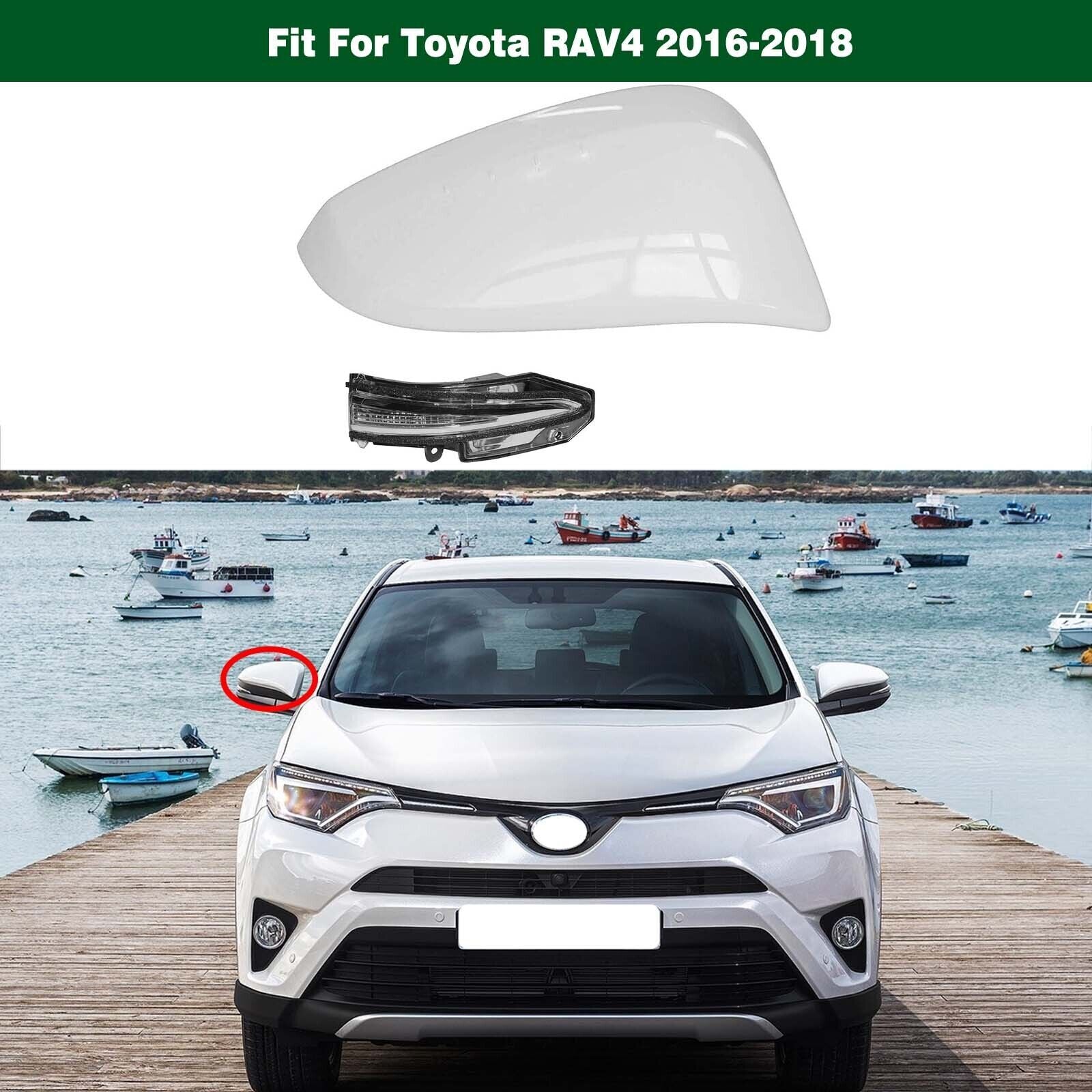 2PC Right Side Mirror Turn Signal Light w/Cover Cap for Toyota RAV4 2016-2018