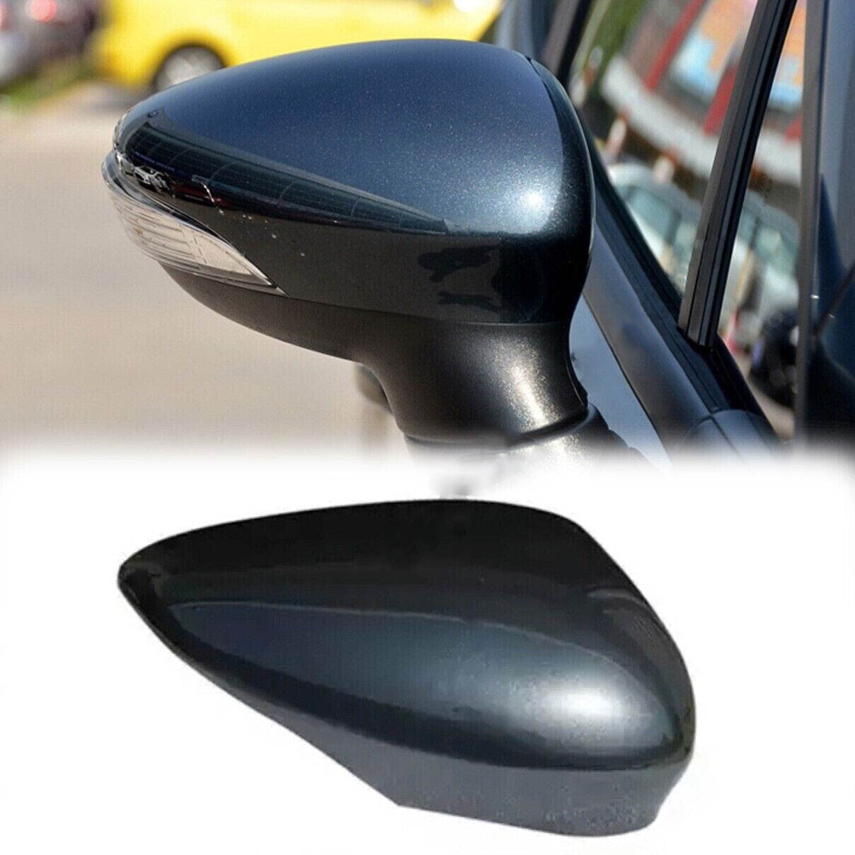 Gray Right Passenger Side Rear Mirror Cap Cover for Ford Fiesta 2009-17