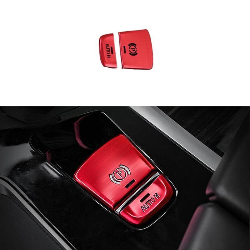 Shifter Hand Brake Sticker Trim 1PCS for BMW 5 Series G30 2018-2022 Red Aluminum