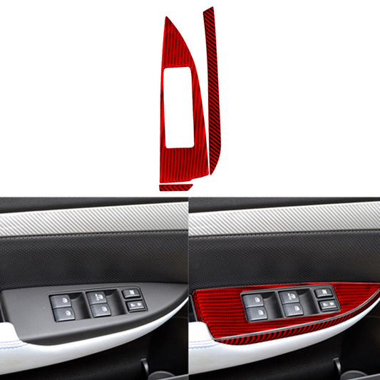 Red Carbon Fiber Driver Window Console Cover for Subaru Legacy Outback 2010-2014