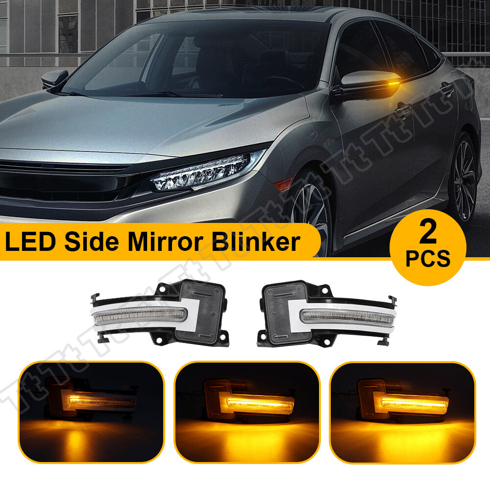 Sequential LED side mirror turn signals applicable to 2016-2021 for Honda for Civic and for Acura TLX.