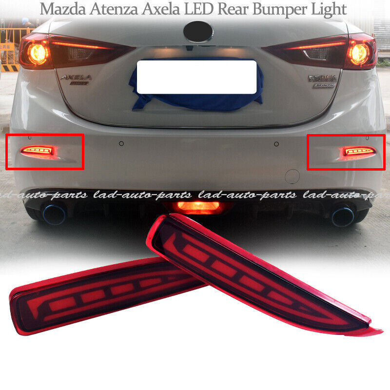 1Pair Rear Tail Fog Light Bumper Side Marker Reflector for Mazda 3 Sedan 2014-18