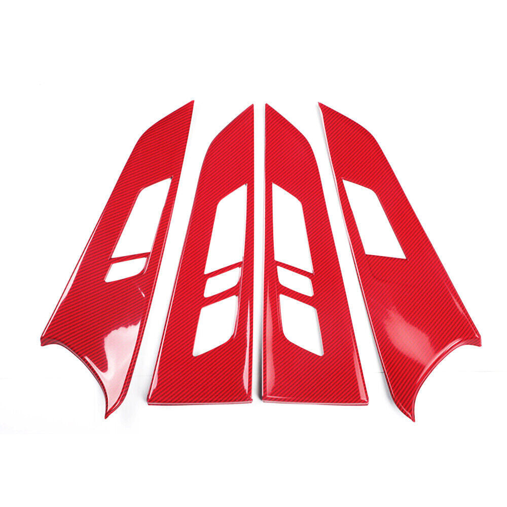 Car Inner Door Panel Cover Trim 4PCS Fit for Audi A4L 2017-2019 Red Carbon Fiber