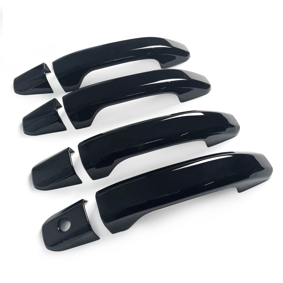 for 2014-2024 for Chevy Silverado for GMC for Sierra GLOSS BLACK Door Handle COVERS w/PsgrKH