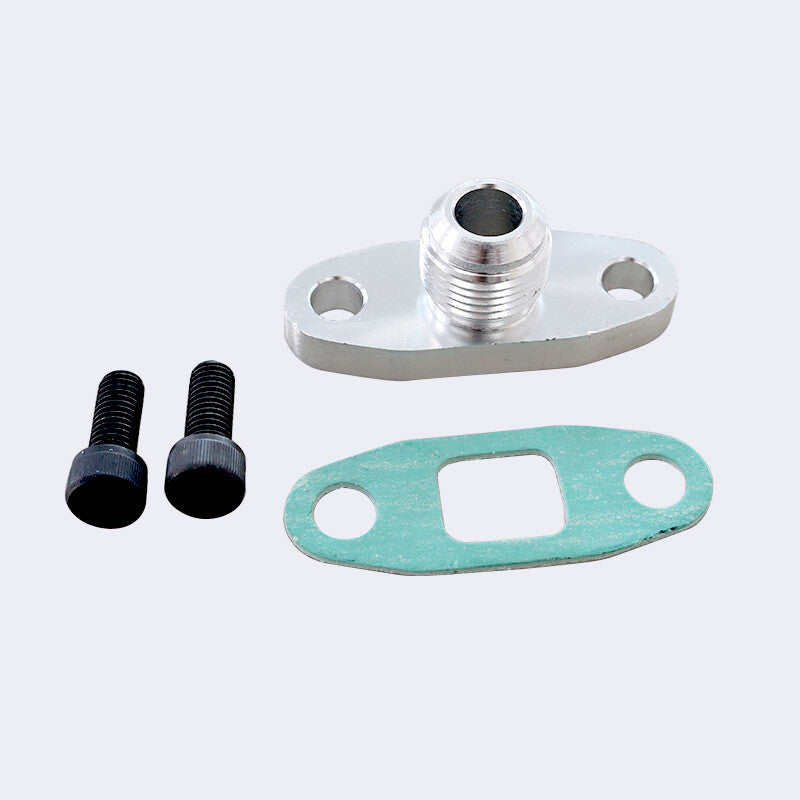 Turbo Oil Drain Outlet Flange Gasket Adapter Kit 4AN Fitting for T3 T4 T60 T70