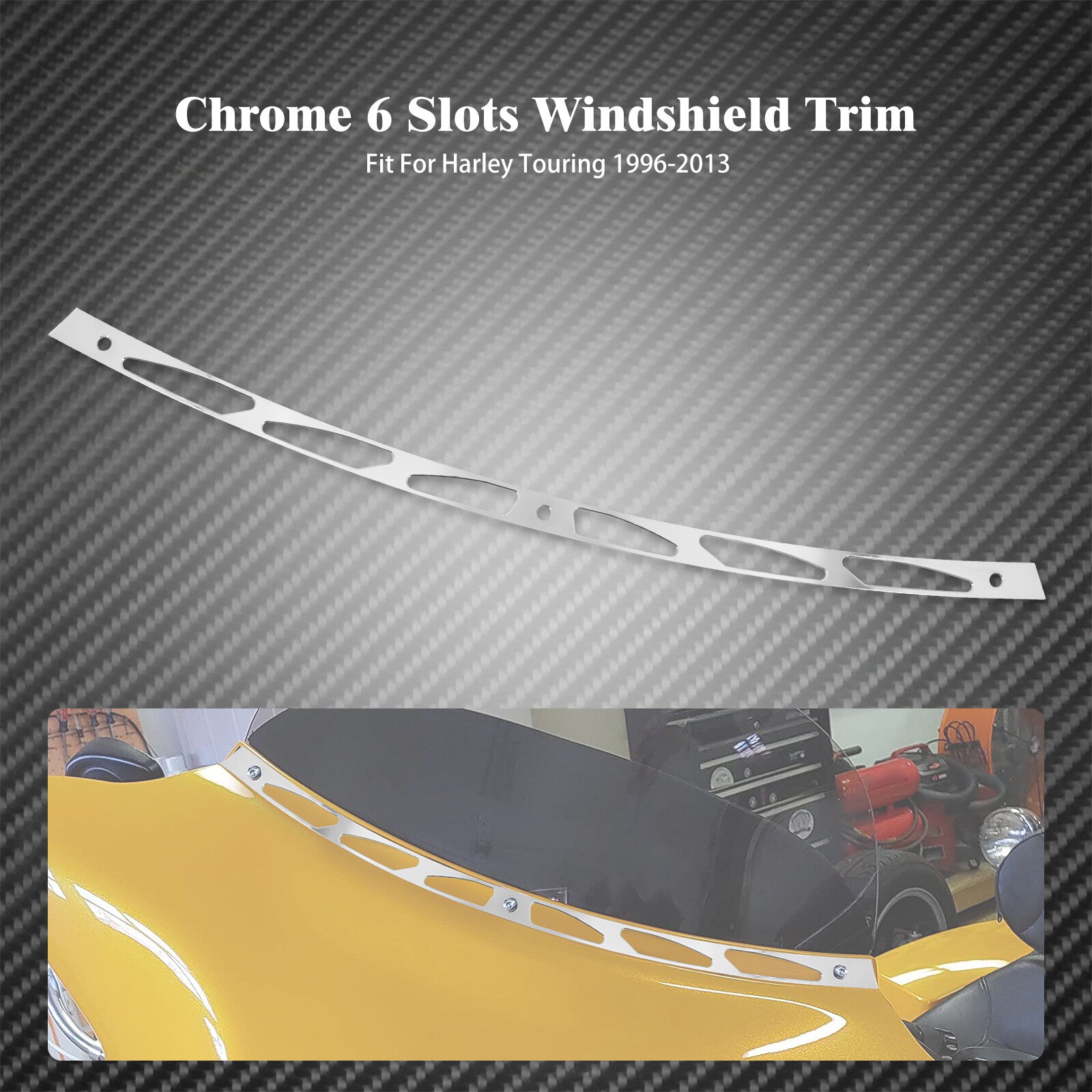 Chrome 6 Slots Batwing Fairing Windshield Trim Fit for Harley Touring CVO 96-13