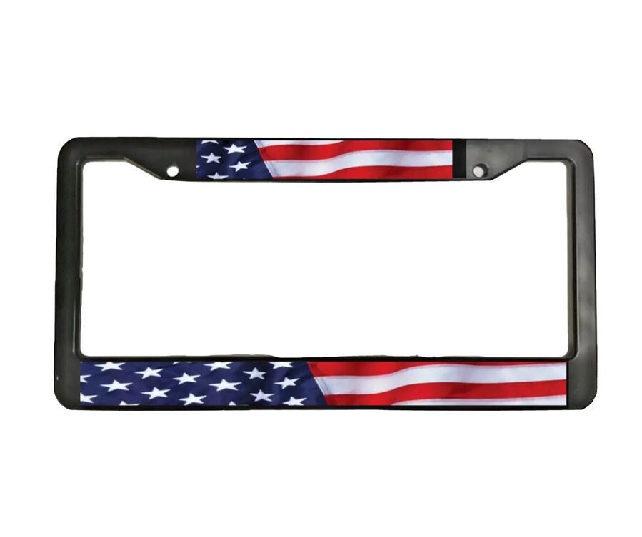 Car license plate frame cover hood cap trunk black American flag for Chevrolet 1x