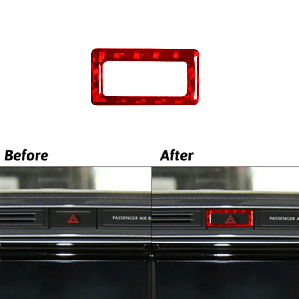 Red Carbon Fiber Hazard Light Switch Frame Trim for Volkswagen for Tiguan 2013-2017