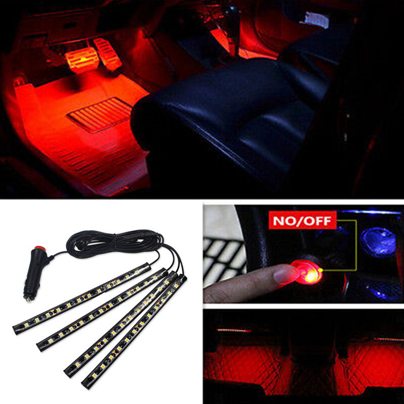 4in1 Red Car LED Lamp Interior Trim Atmosphere Glow Decor Note Light Decoration