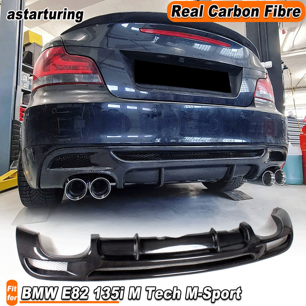 for BMW E82 135i 125i 128i M Tech Bumper 2007-13 REAL Carbon Rear Diffuser Quad