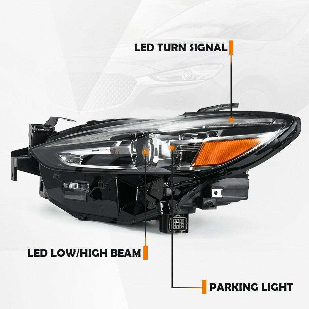 For 2018-2021 for Mazda 6 Driver Left LED Projector Headlight Assembly w/o Adaptive