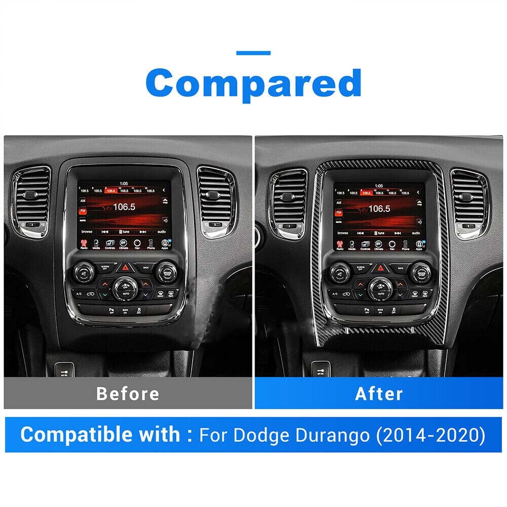 Black Center Control Console Sticker Carbon Fiber for Dodge Durango 2014-2020