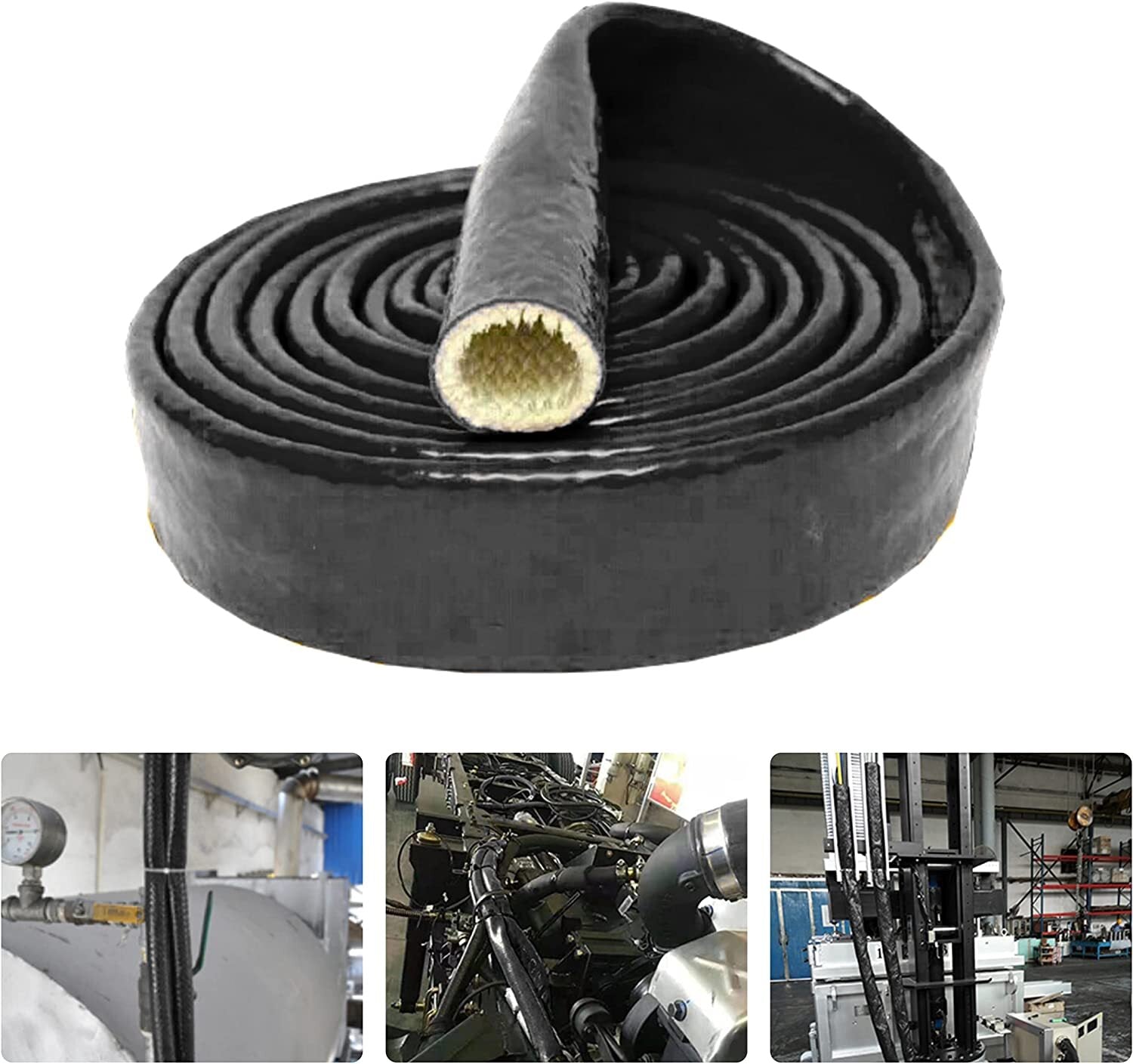 1/2-inch ID13mm heat shield, fireproof silicone rubber coated braided spark plug wire