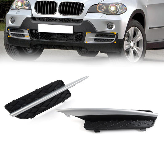 Closed Front Bumper Fog Light Grill Lower Grille With Silver Trim for BMW X5 E70