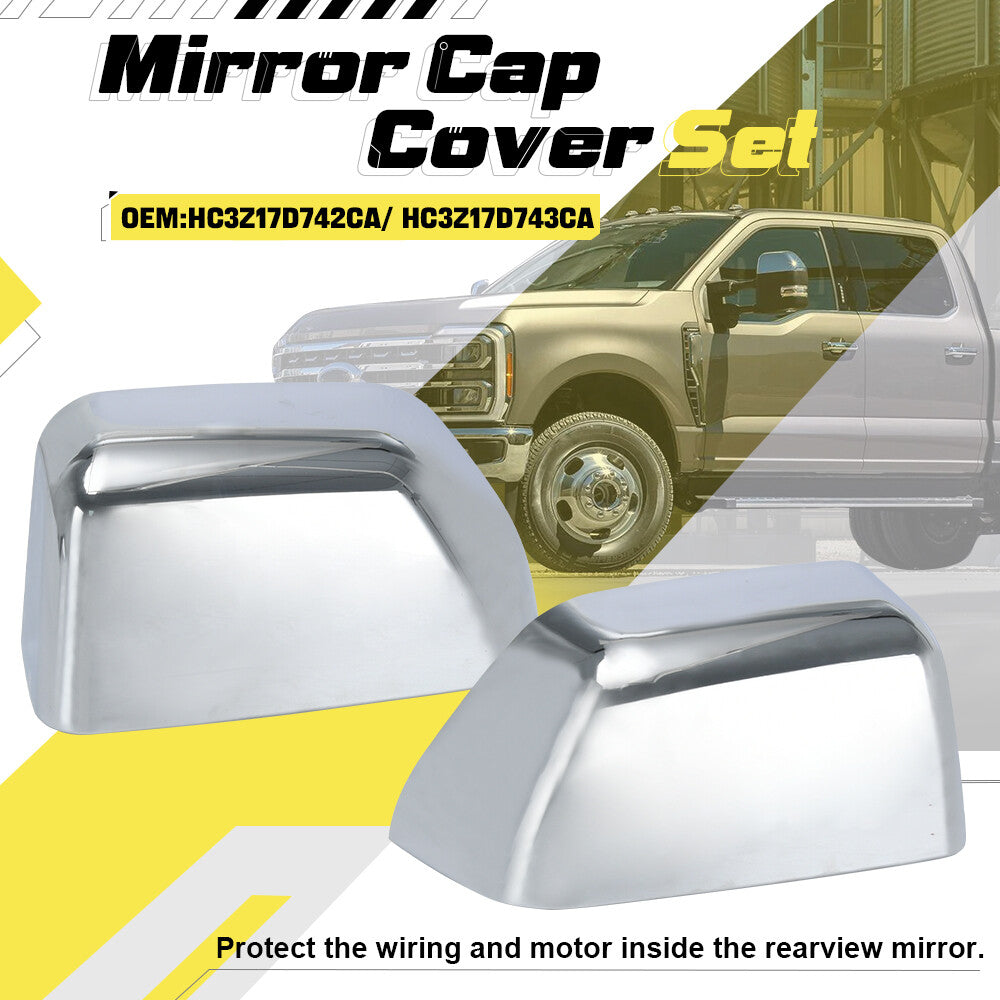 For 2017-2023 for Ford F150 F250 F350 Super Duty Top Half Chrome Tow Mirror Covers
