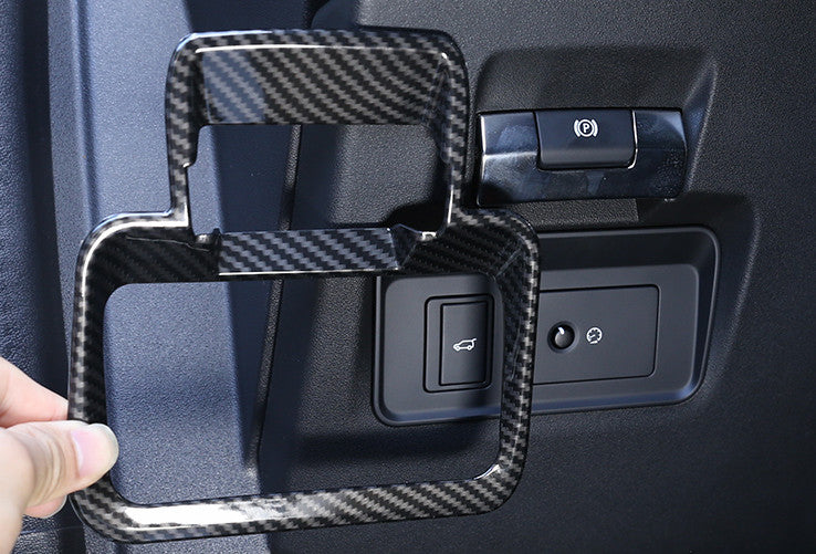 1X Carbon Fiber Tailgate Rear Door Button Cover Trim For Discovery Sport 2020-25
